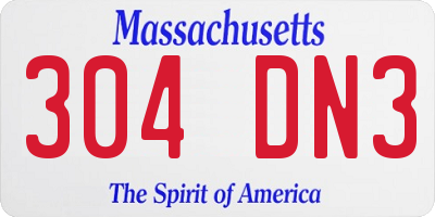 MA license plate 304DN3