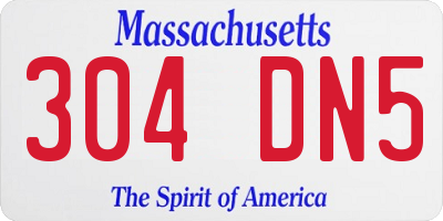 MA license plate 304DN5