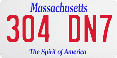 MA license plate 304DN7