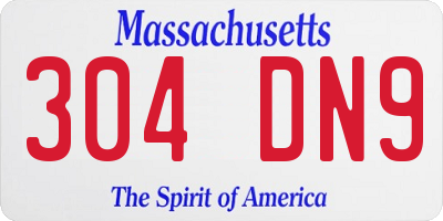 MA license plate 304DN9