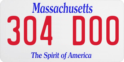 MA license plate 304DO0