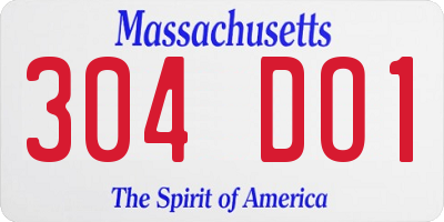 MA license plate 304DO1