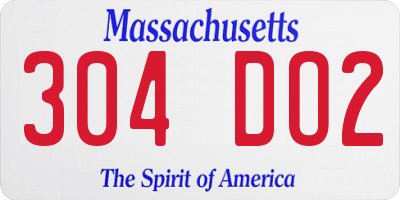 MA license plate 304DO2