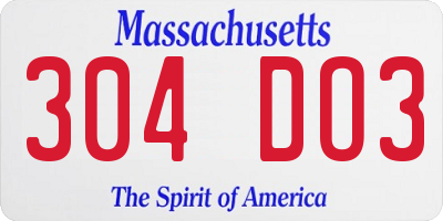 MA license plate 304DO3