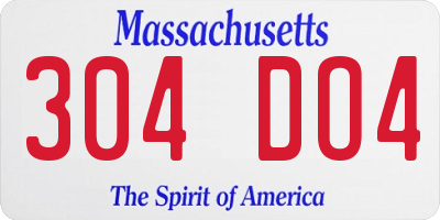 MA license plate 304DO4