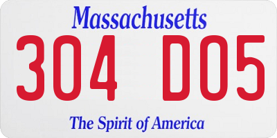 MA license plate 304DO5