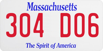 MA license plate 304DO6