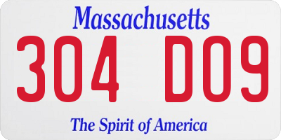 MA license plate 304DO9