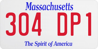 MA license plate 304DP1