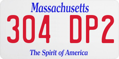 MA license plate 304DP2
