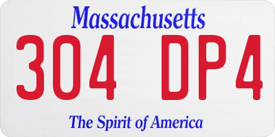 MA license plate 304DP4
