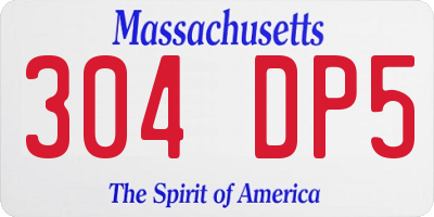 MA license plate 304DP5