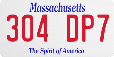 MA license plate 304DP7