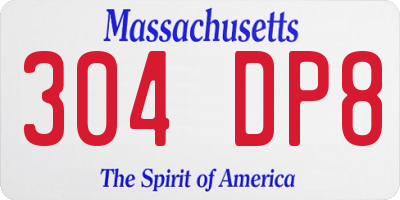 MA license plate 304DP8