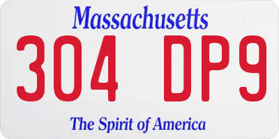MA license plate 304DP9