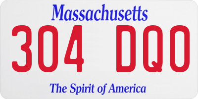 MA license plate 304DQ0