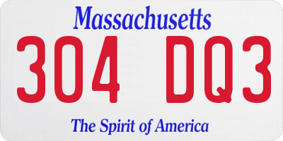 MA license plate 304DQ3