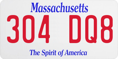 MA license plate 304DQ8