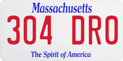MA license plate 304DR0
