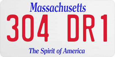MA license plate 304DR1