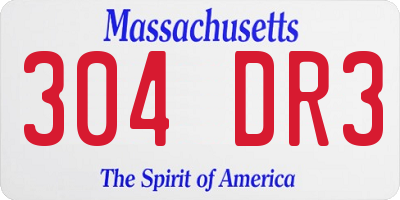 MA license plate 304DR3