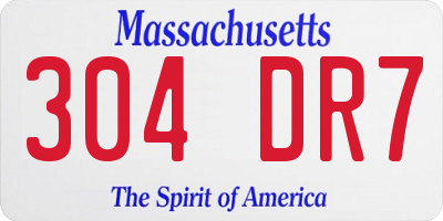 MA license plate 304DR7