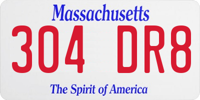 MA license plate 304DR8