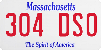 MA license plate 304DS0