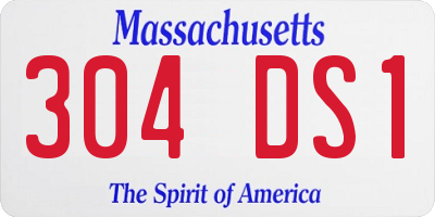 MA license plate 304DS1
