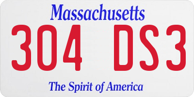 MA license plate 304DS3