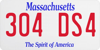 MA license plate 304DS4