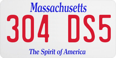 MA license plate 304DS5
