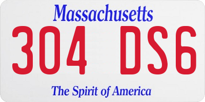 MA license plate 304DS6
