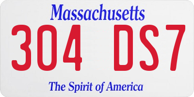 MA license plate 304DS7