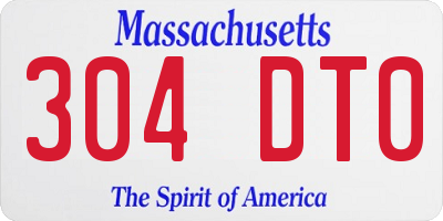 MA license plate 304DT0