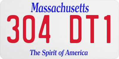 MA license plate 304DT1