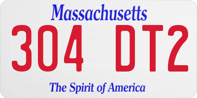 MA license plate 304DT2