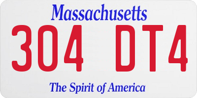 MA license plate 304DT4