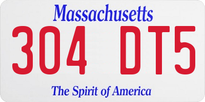 MA license plate 304DT5