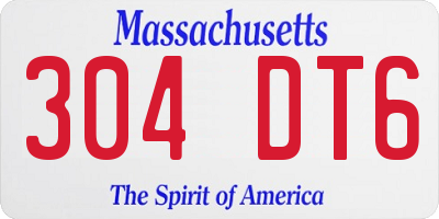 MA license plate 304DT6