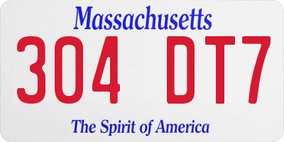 MA license plate 304DT7