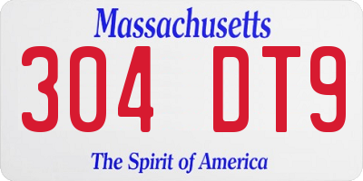 MA license plate 304DT9