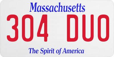 MA license plate 304DU0