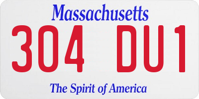 MA license plate 304DU1
