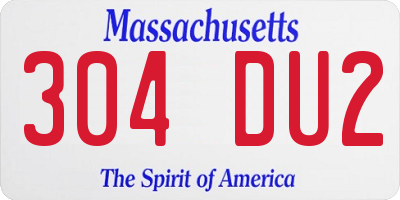 MA license plate 304DU2
