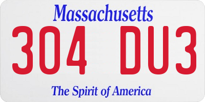 MA license plate 304DU3