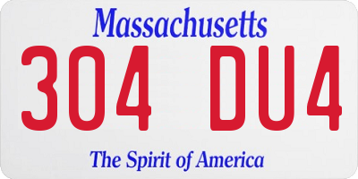 MA license plate 304DU4