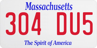 MA license plate 304DU5