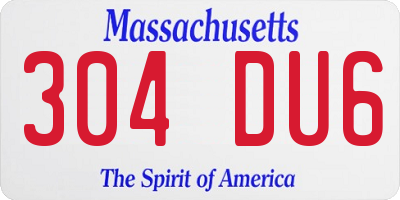 MA license plate 304DU6