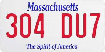 MA license plate 304DU7